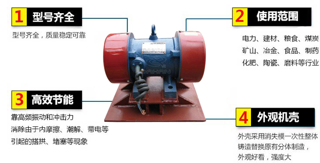 lzf倉壁振動器：1，型號齊全：型號齊全，質量穩定可靠。2，適用范圍：電力，建材，糧食，煤炭，礦山，冶金，食品，制藥，化肥，陶瓷，磨料等行業。3，高效：靠高頻振動和沖擊力消除由于內摩擦，潮解，帶電等引起的塔供，堵塞等現象。4，外觀機殼：外殼采用消失模一次性整體鑄造替換原有分體制造，外觀好看，強度大。